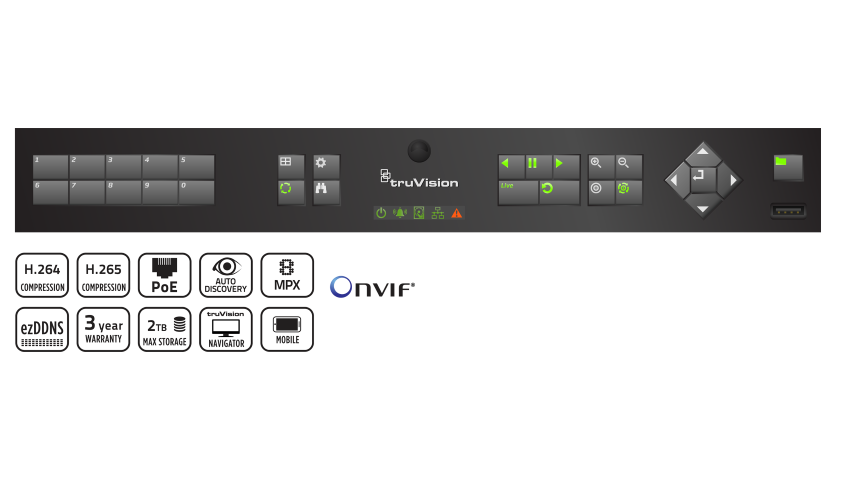 TruVision NVR 11, 4 kanal, 4 kanal PoE, 40 Mbps, 1 TB