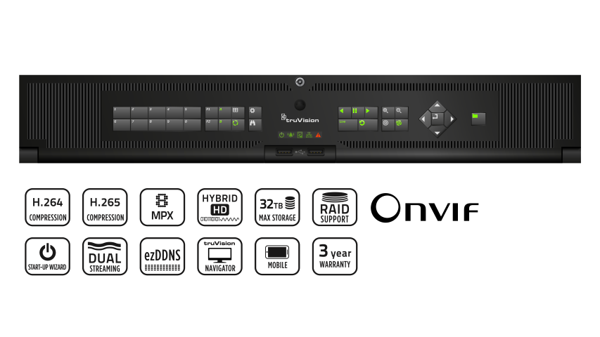 TruVision DVR 46, Hibrit, 16 kanal, 12 TB
